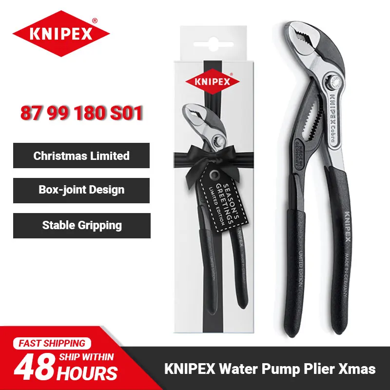 KNIPEX 87 99 180 S01 180mm Cobra Water Pump Plier for 2024 Holiday Bicolor Xmas White Box High-Tech Plumbing Tools