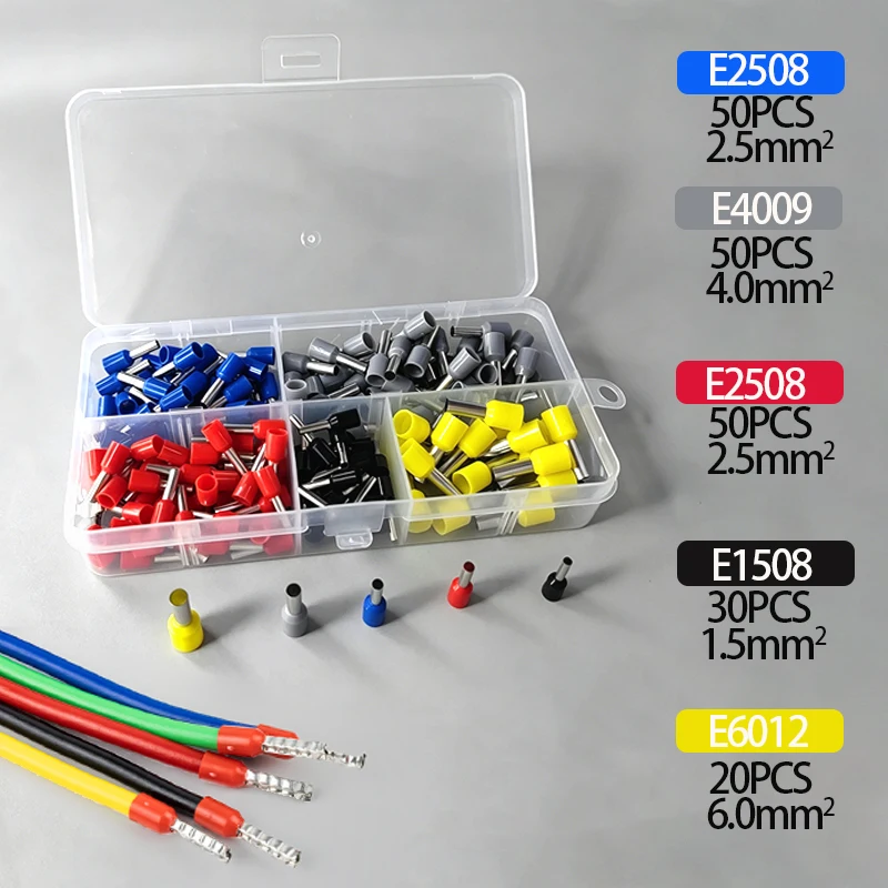 1Set Electrical Tube Insulated Terminal VE Tubular Crimp Terminals Wire Cable Connector Ferrules Terminal Connectors