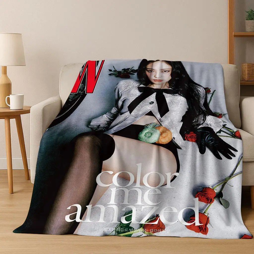ثلاثية الأبعاد جيني كيم Kpop B-أسود الوردي المغني ستار الفانيلا بطانية لينة رمي بطانية للسرير غرفة نوم غرفة المعيشة السفر نزهة هدية #5