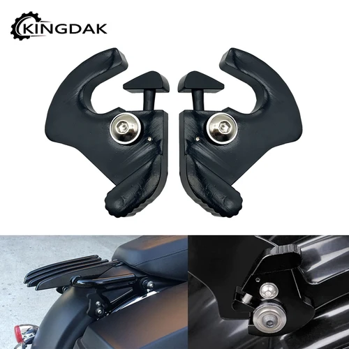 블랙 오토바이 분리형 로터리 시시 바 수하물 랙 도킹 래치 클립 키트, 할리 스포스터 XL 투어링 소프테일 팻 보이 