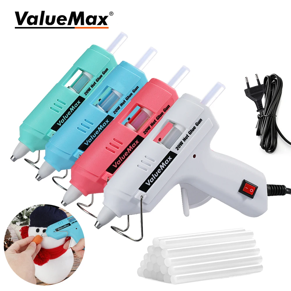 ValueMax 20W Hot Melt Glue Gun for Home DIY Quick Repair Mini Heat Temperature Thermo Glue Gun Tool With 20 PCS 7MM Glue Sticks