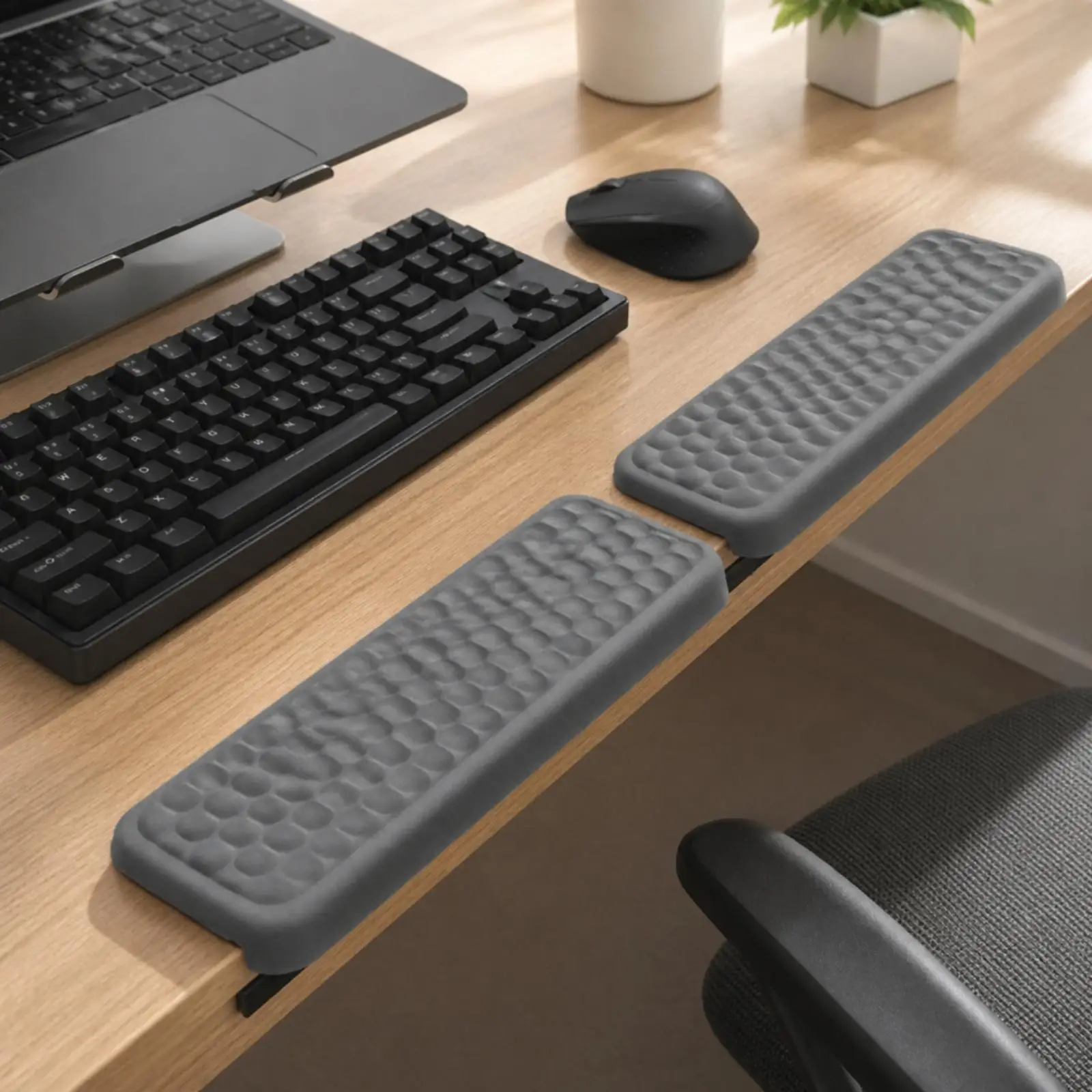 2 Pieces Desk-Edge Wrist Rest Long-Lasting Wrist Rest with Cushioned Cell Pattern Comfortable Ergonomic for Home Office