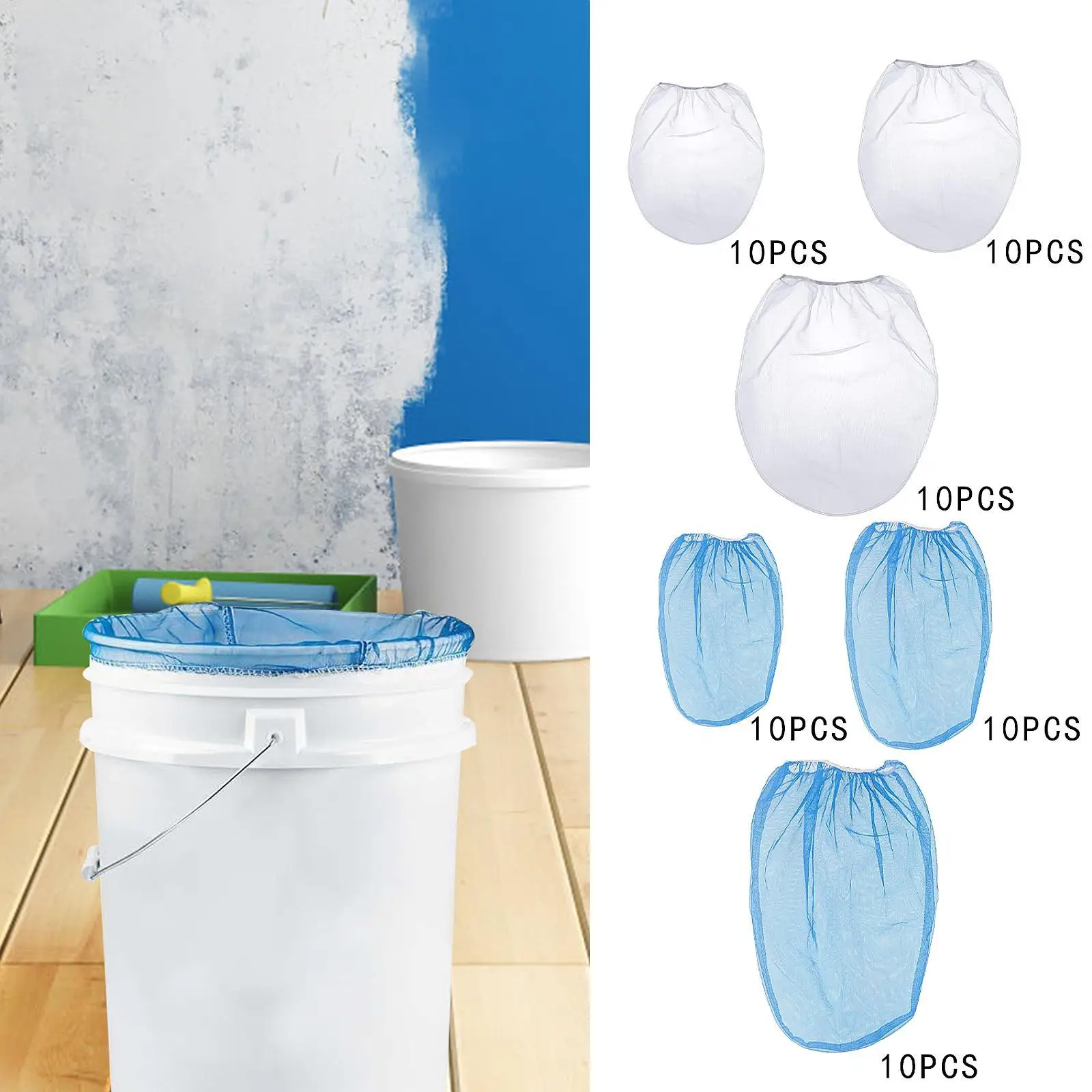 10Pcs Paint Strainer Bags Reusable Lightweight Easy to Use Elastic Opening