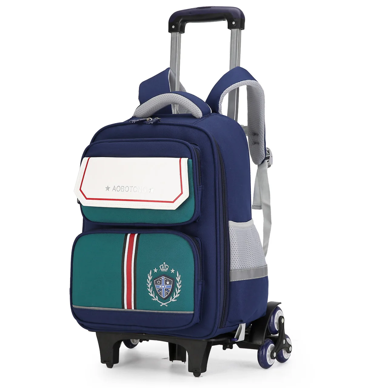 new-arrival-elementary-school-student-rolling-backpack-children's-double-shoulder-bag-with-wheels-large-capacity-waterproof