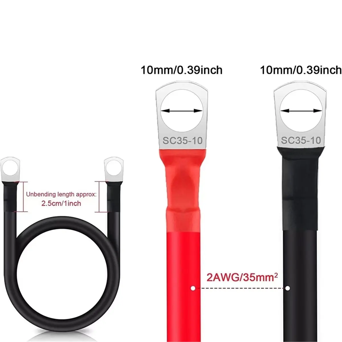 2AWG Power Inverter Cable Battery Connection Wire SC35-10 Terminal Solar Accessories 50CM