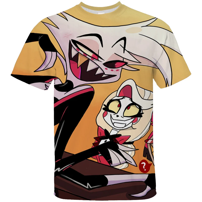 2024 TV Hazbin 3D T Shirts Funny Charlie Angel Dust T-shirt Children Cartoon Hotel Short Sleeve Summer Streetwear Kids Clothes