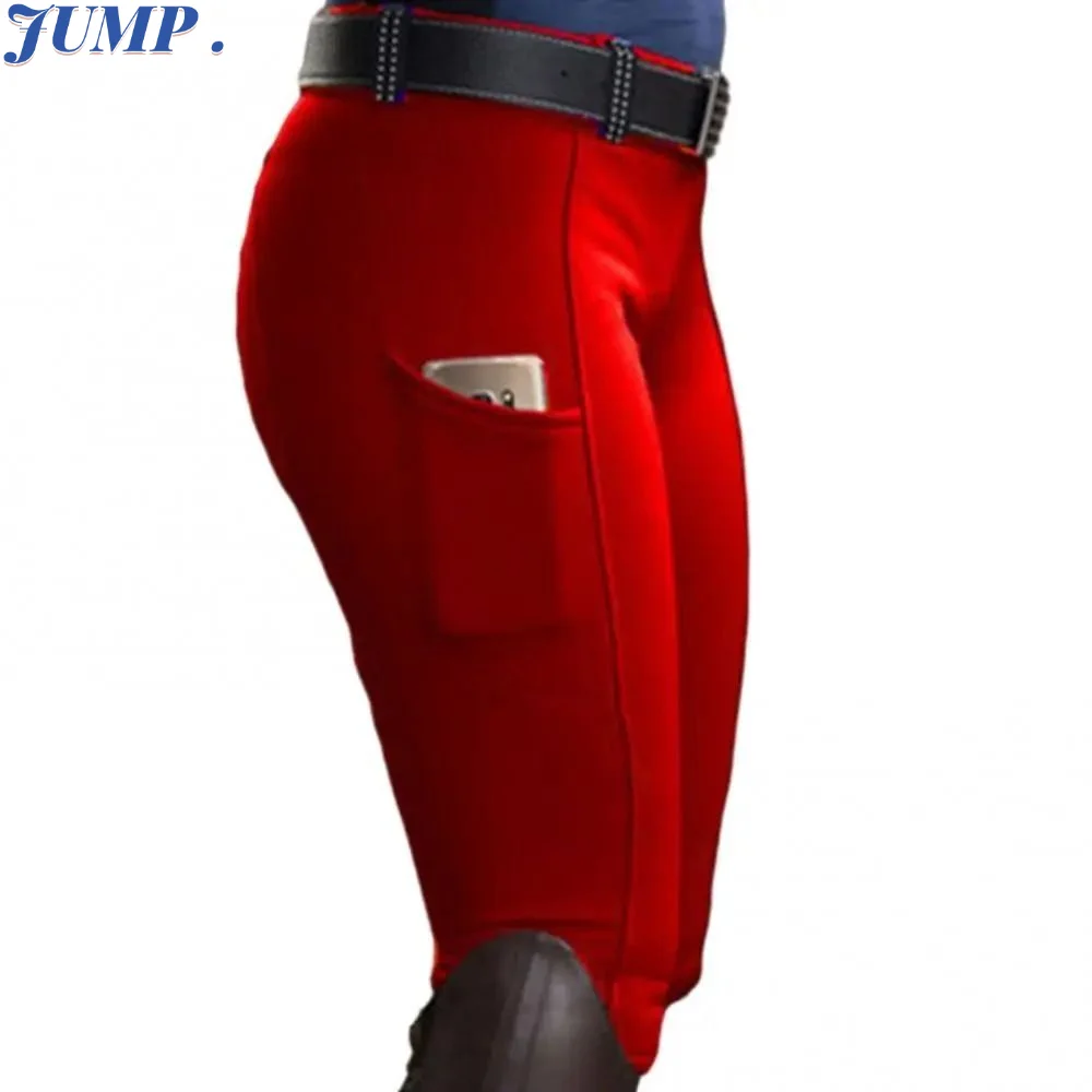 Anti-pilling Equestrian Pants Slim Elastic Horse Riding Tights Hip Lift with Phone Pocket Equestrian Breeches