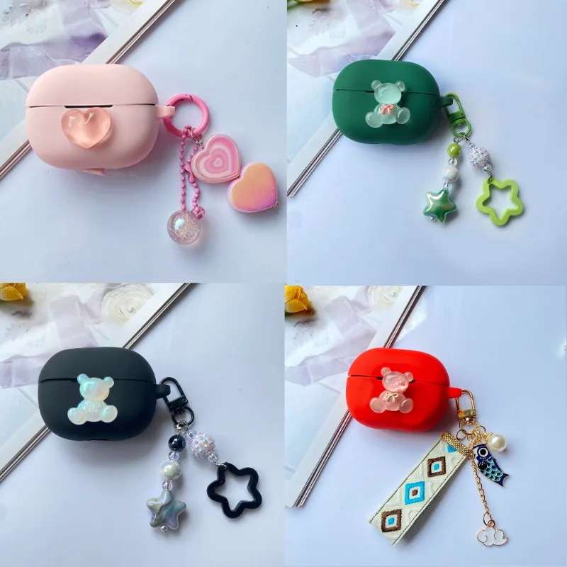 Cartoon case For VIVO TWS2 / 2E Case Cute flower Silicone Earphone Cover with Keychain Accessory Box for VIVO TWS 2E cover