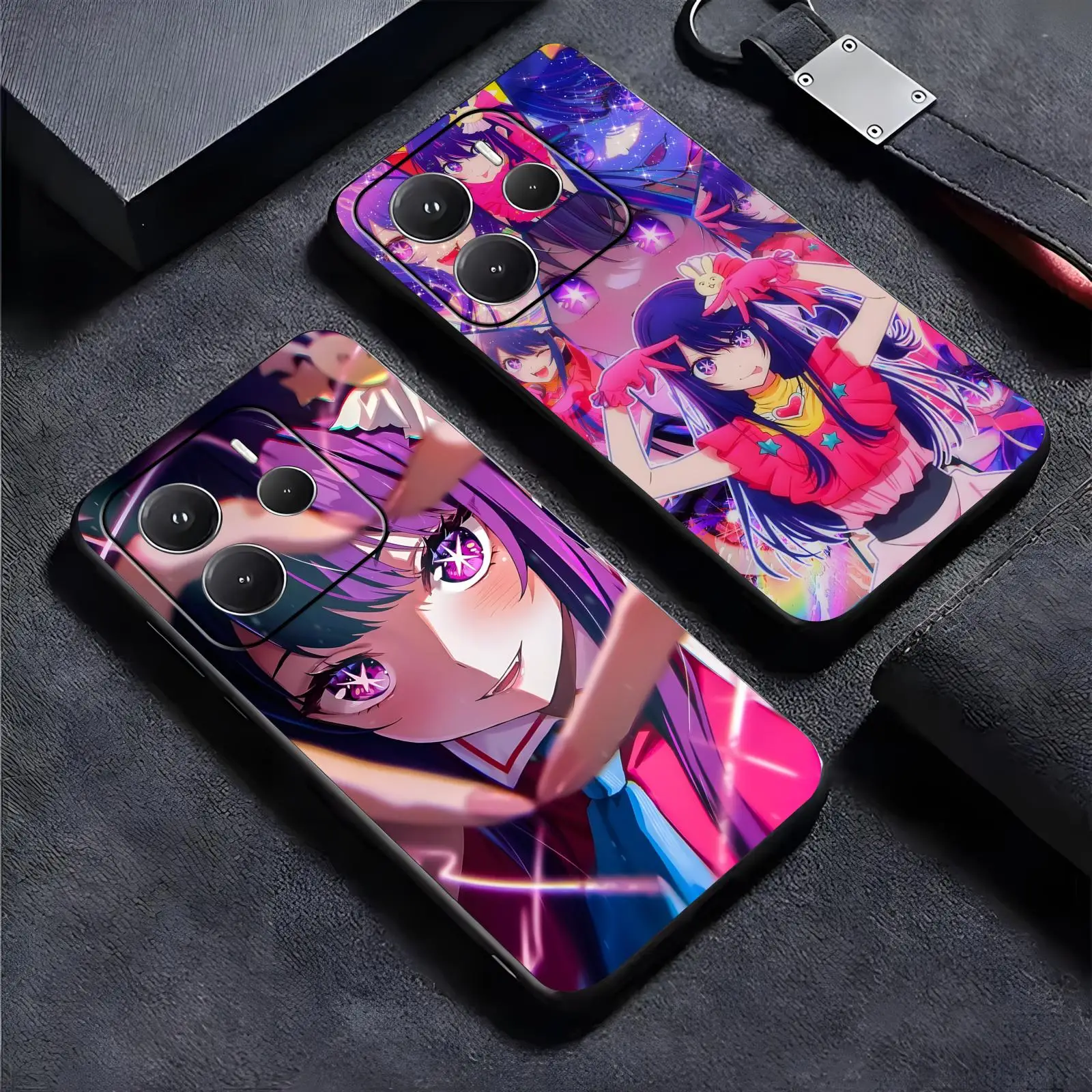 Funda de teléfono Anime Oshi no Ko para Redmi Note15 14 13 12 11Pro Plus 5G 14C A3, funda negra suave anticaída
