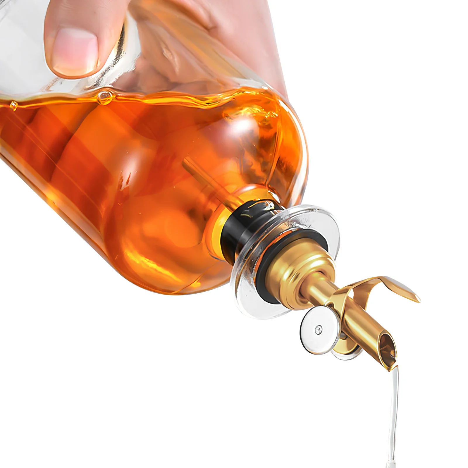 

2Pcs Automatic Oil Dispenser Bottle Glass with Lid for Kitchen Easy to Operate Glass Oil Bottle