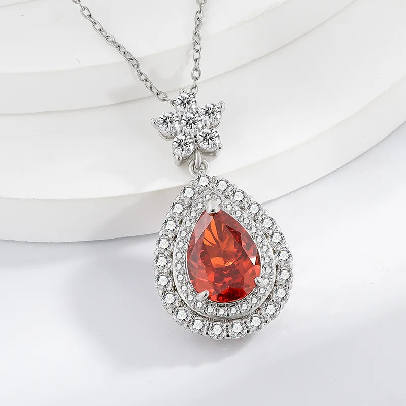 2026 Korean-style ice flower cut water drop high-quality necklace - fashionable, elegant and simple. A perfect jewelry gift.