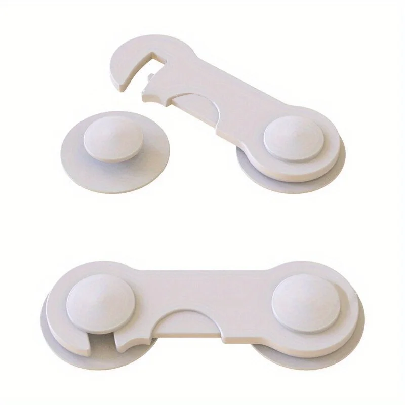 Safety Cabinet Lock with Keyless Entry & Lock - Heavy-Duty White Plastic Adjustable -Tip Bracket for Refrigerator, Wardrobe