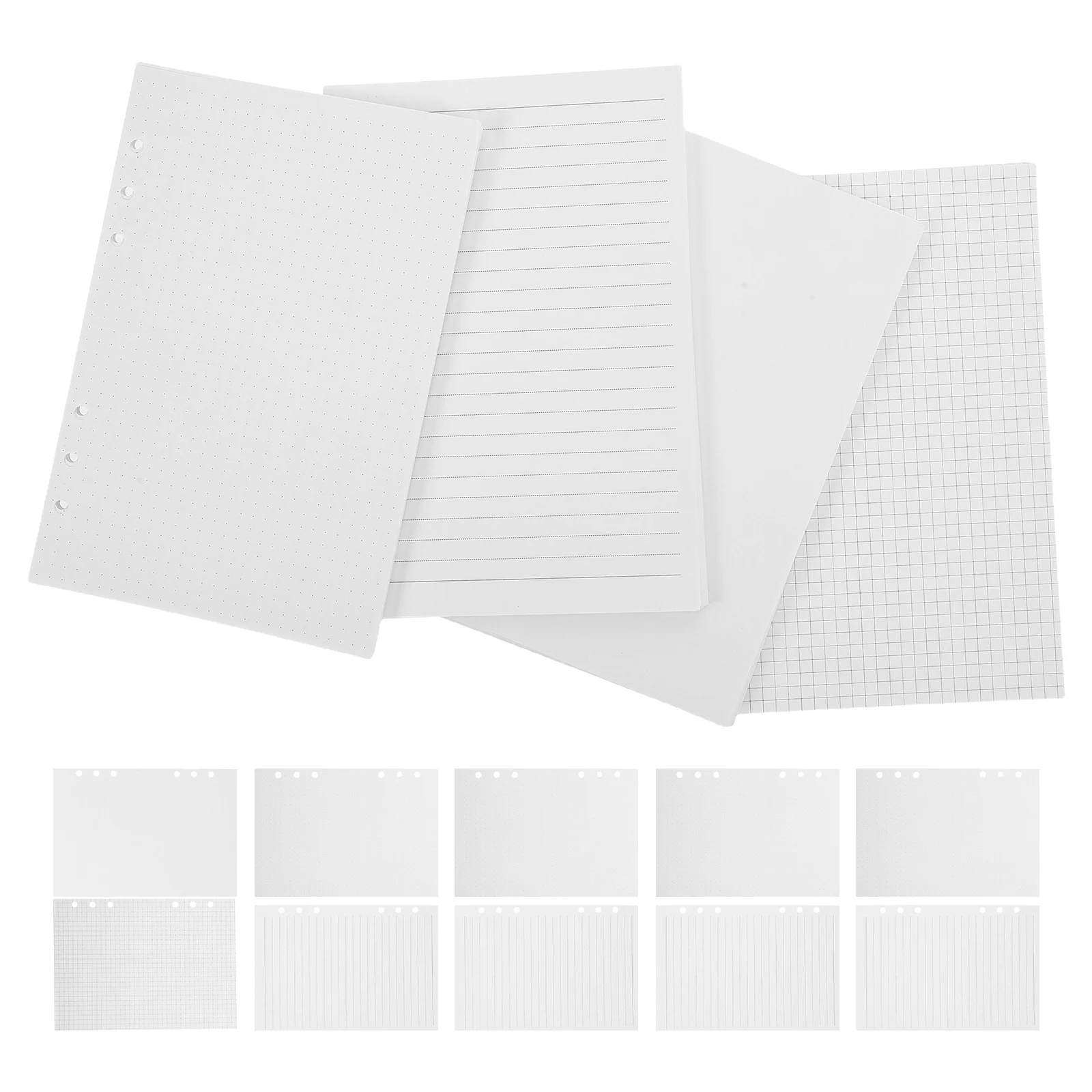 

180 pcs A5 Hand 6 Hole Loose Leaf Refillable Page Inserts For Planner Journal Notebook Dotted Grid Blank Filler