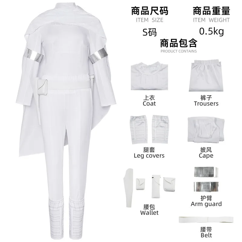 disfraz-de-padme-amidala-de-star-wars-para-cosplay-top-blanco-de-combate-pantalones-capa-cinturon-brazaletes-plateados-y-cubrebotas-para-fiestas-de-halloween