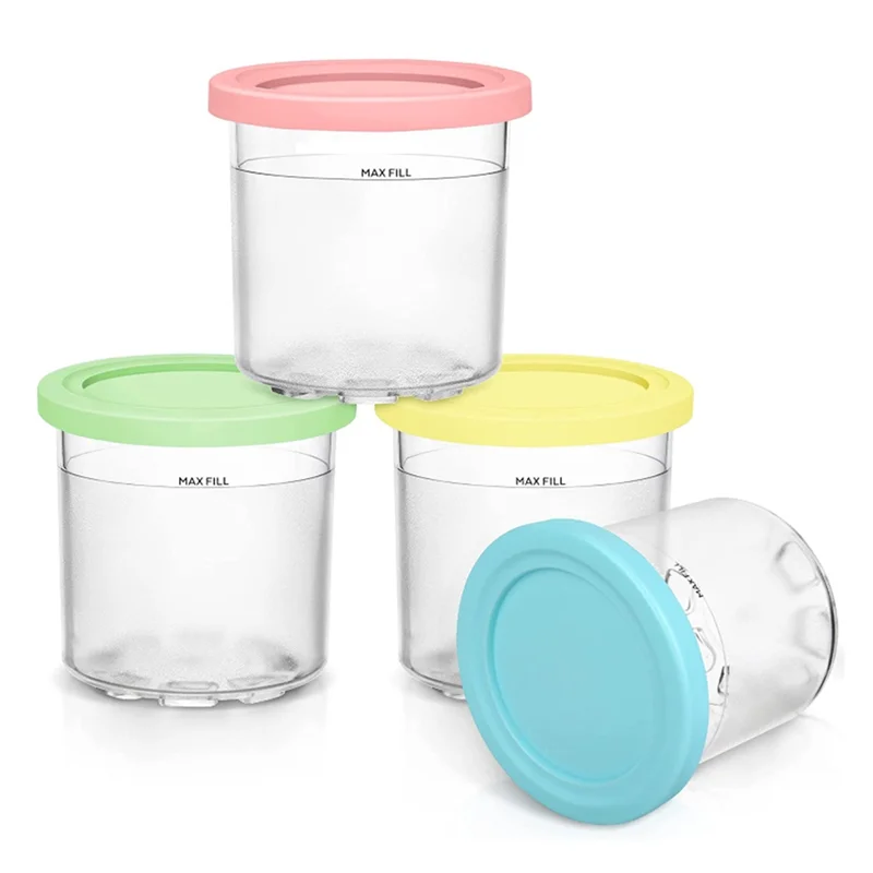 4PCS Ice Cream Pints and Lids for Ninja Creami NC301 NC300 NC299AMZ Series Ice Cream Storage Containers Food Freezer