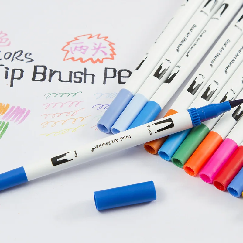 12/24/36/100/120 Colors Dual Brush Markers Pens Colored Pencil Watercolor Art Markers Fineliner Calligraphy Pens Art Supply