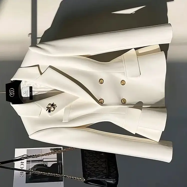 Popular High-end Unique High-End Fragrance Suit Jacket With Lining  jacket Spring Autumn Long Sleeve White Blazer Office Lady
