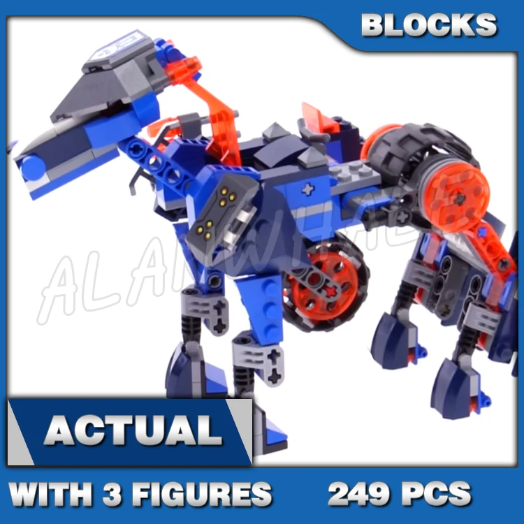 249pcs Nexoes Knights 2in1 Lance's Mecha Horse Turbo Jouster Mode Flame Thrower 10485 Building Blocks toy Compatible with Model