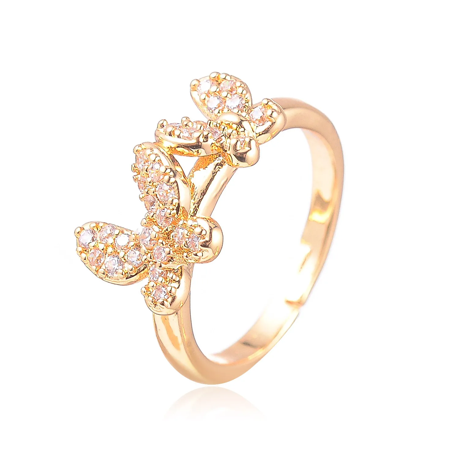 Double Love Zircon Girl Friendship Hypoallergenic Gift Sweet Cut  New Rings for Women Gold Colour