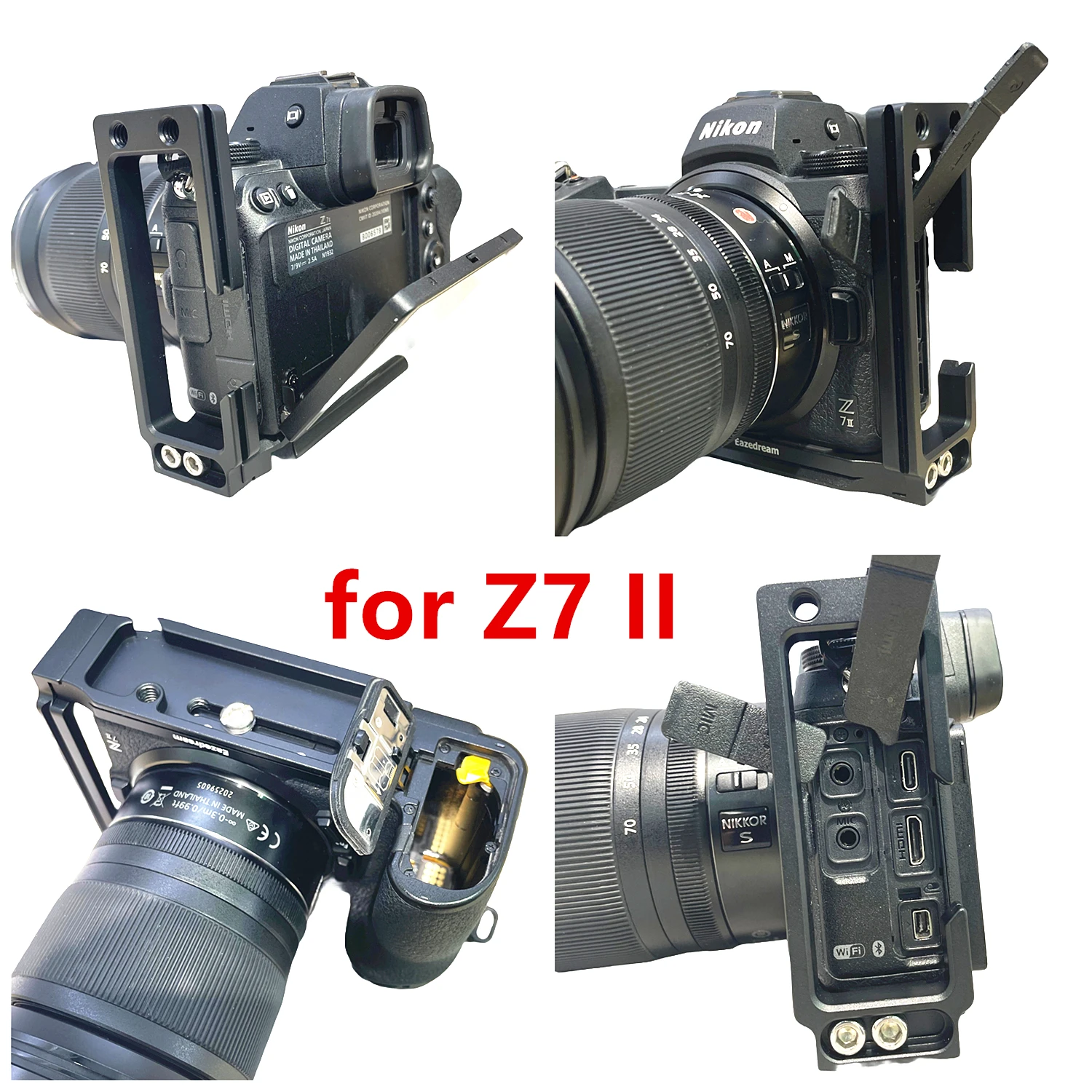 Z7II Z6II Cable Lock Tripod Quick L Plate Holder only for Nikon Z 7 II , Z 6 Mark II Camera Tether Shooting & Live Streaming