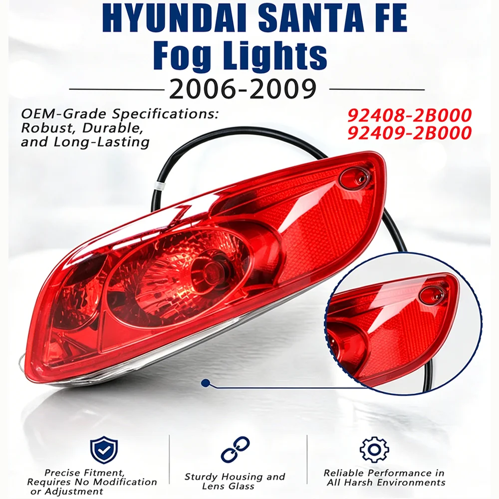 Car Rear Bumper Reflector Fog Lamp 92408-2B000 92409-2B000 for HYUNDAI SANTA FE 2006 2007 2008 2009 Bumper Brake Light With Bulb