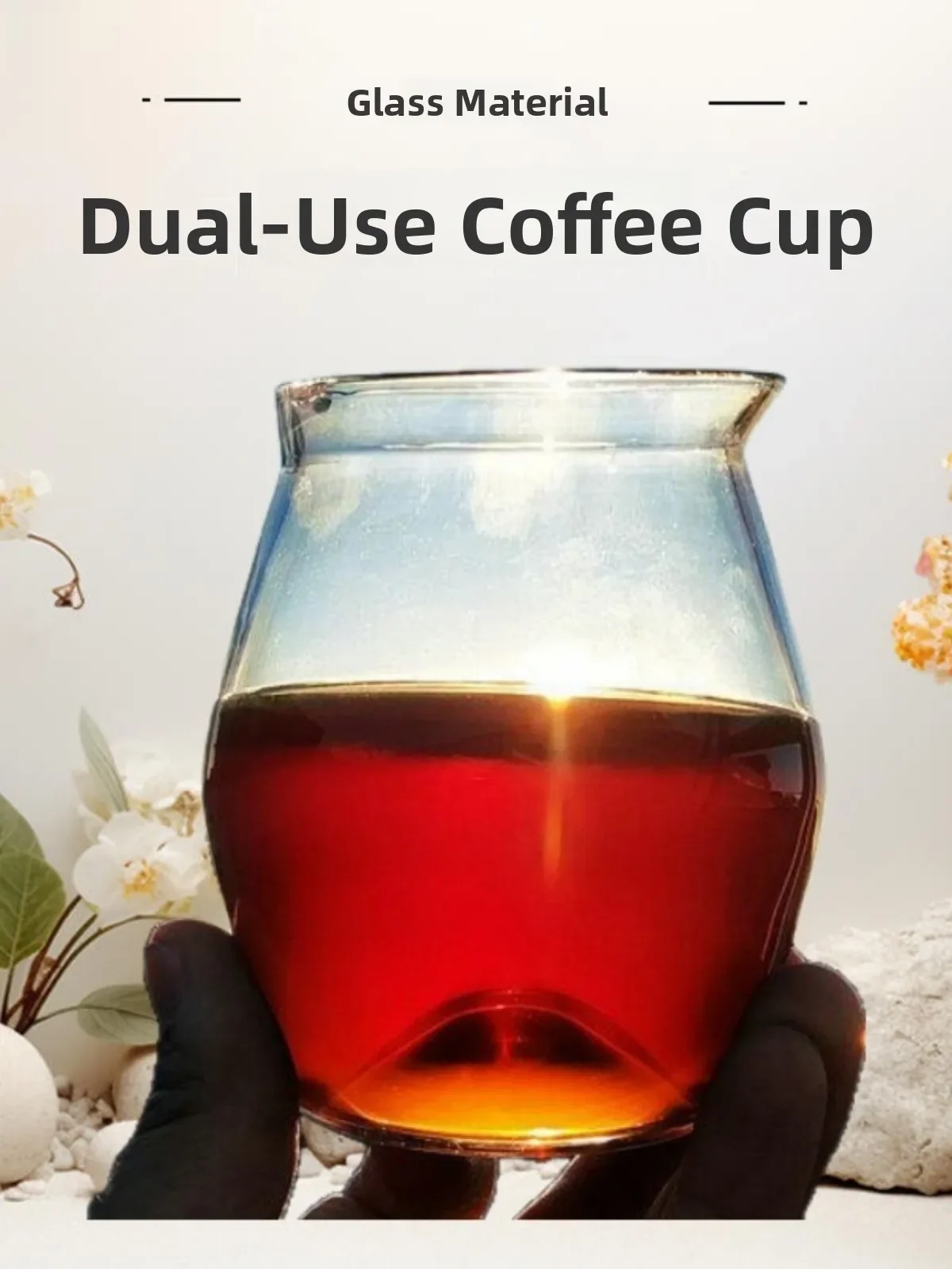 Dual-Purpose Glass Coffee Tasting Cup 300ml American Style Hand-Poured Coffee Cup Fragrance Gathering Cup Ceramic Simulation