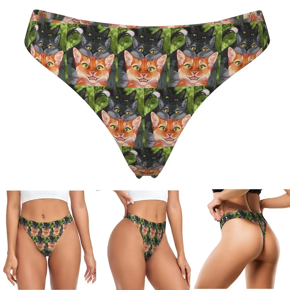 calcinhas-g-string-personalizadas-warrior-cats-respiraveis-confortaveis-e-elasticas-para-mulheres