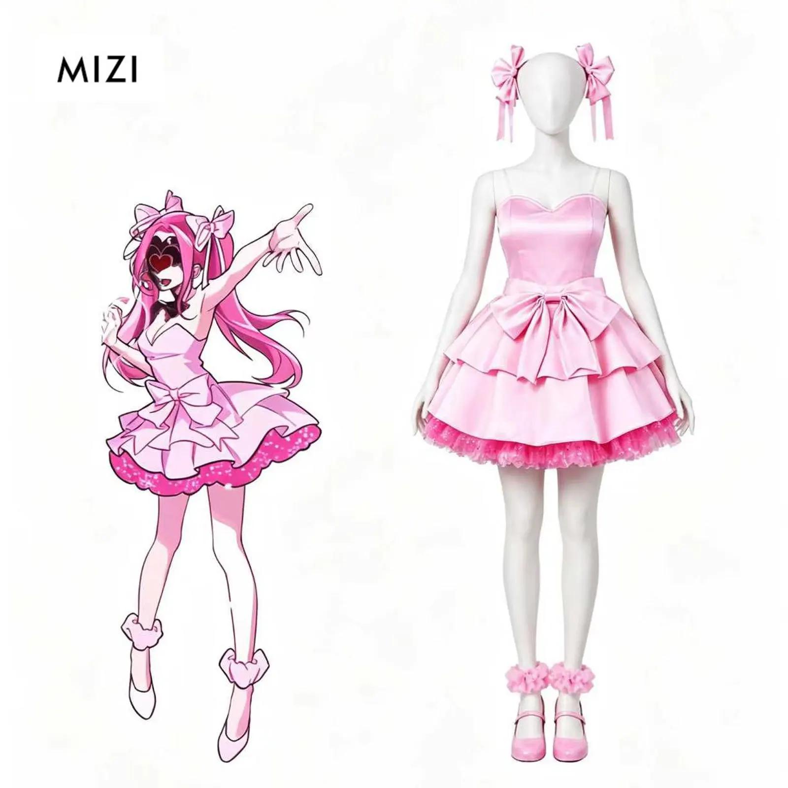 Anime Alien Stage Zombie Stage Mizi Cosplay Kostüm Rock Perücke Komplettset Uniform Rollenspiel Halloween Karneval Party Outfit Damen – Detail 2