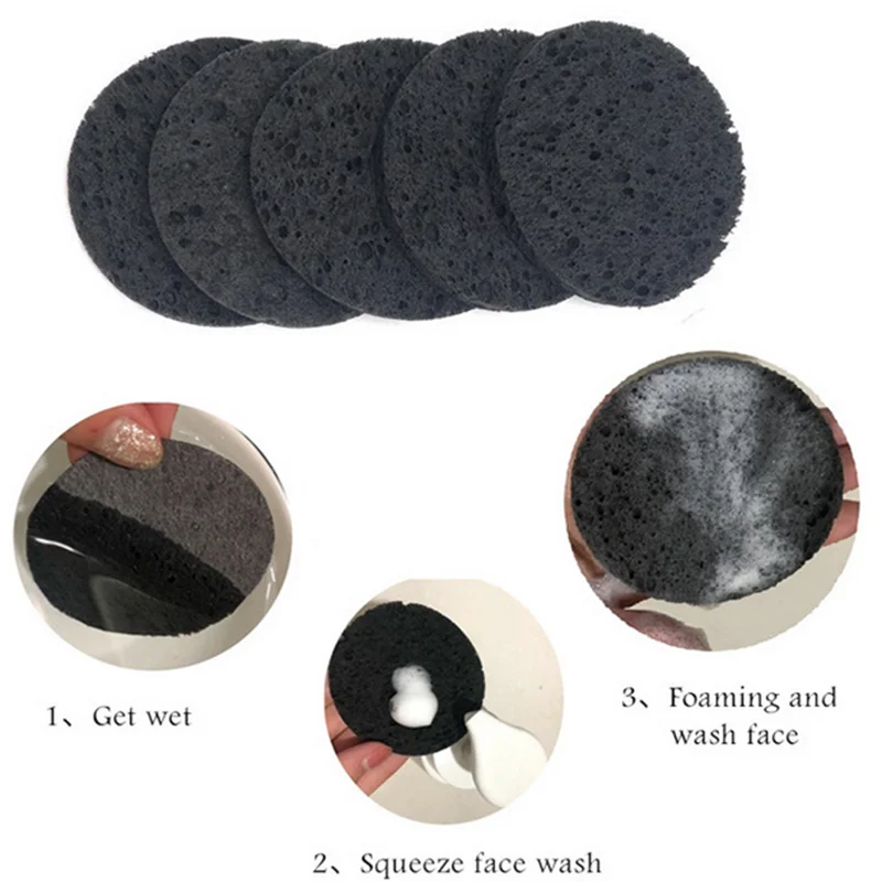 5/10/20/50PCS Black Compress Face Wash Puff Sponge Face Wash Puff Foaming Face Puff Cosmetic Puff Face Cleansing Sponge ﻿