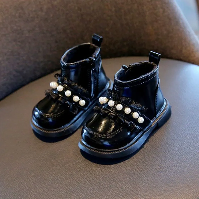 أحذية مشي شتوية مميزة للفتيات الصغيرات مبطنة بالصوف ونعل ناعم أحذية قصيرة على طراز الأميرة للرضع #3