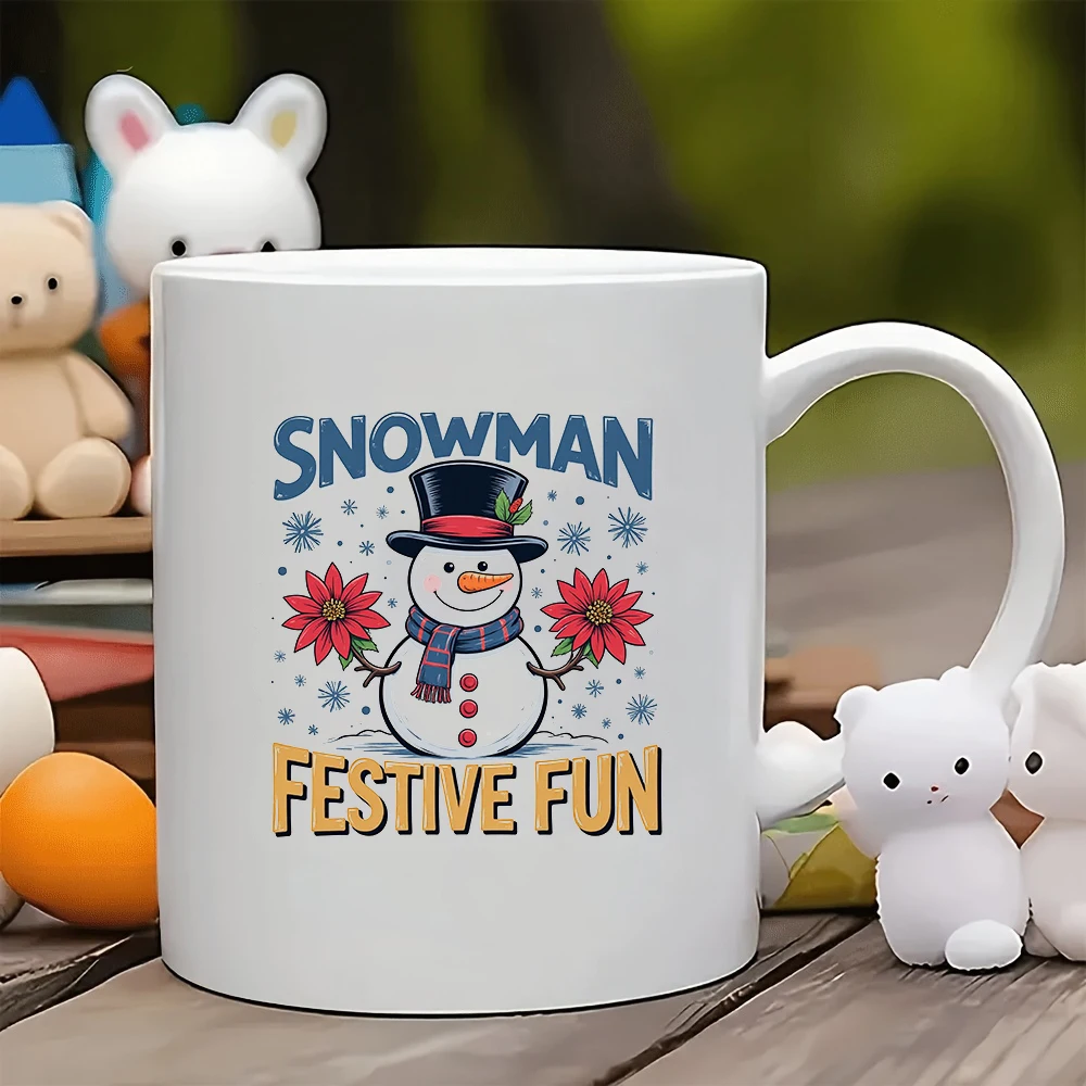 

11oz cartoon snowman mug + Christmas gift Christmas cup kids' family office creative coffee mug