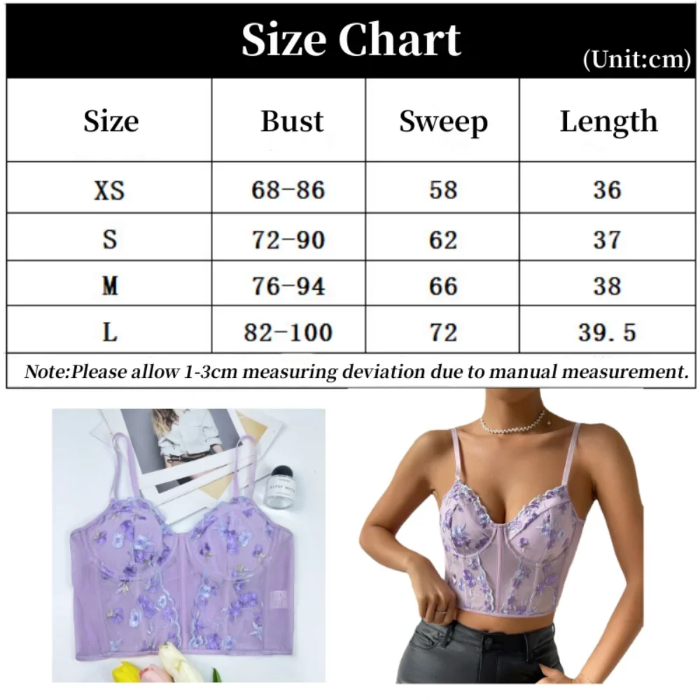 Sexy Women Mesh Corsets Shaper Flower Embroidery Bustier Steel Ring Fishbone Slim Fit Versatile Lady Corset Top Underbust Corset