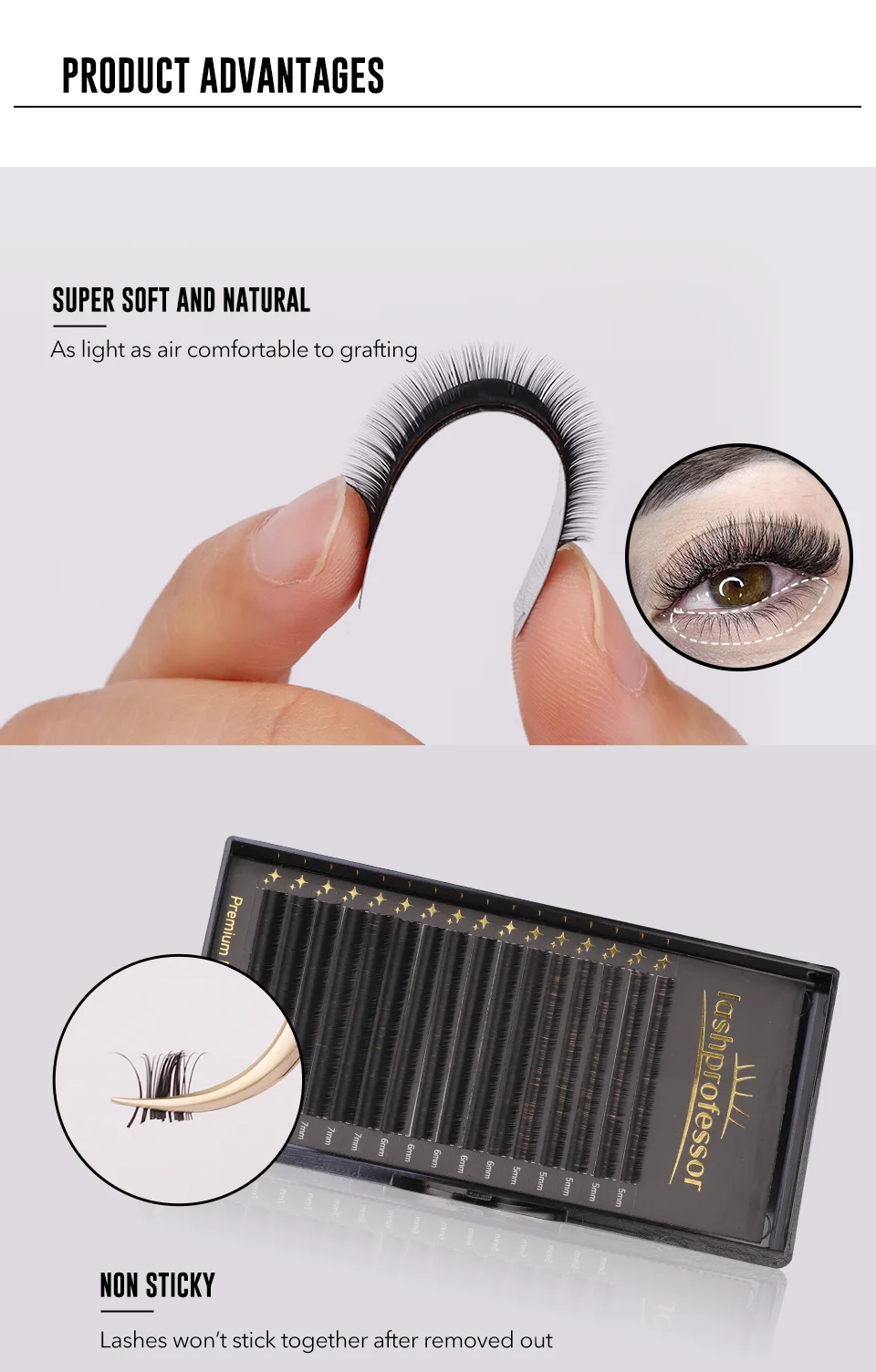 Lashprofessor Bottom Lash Extensions Mix 5 6 7 mm unter der Wimpern Kurze natürliche B/C/D Curl Flase Wimpern Make-up Maquillaje Cilios – Detail 4