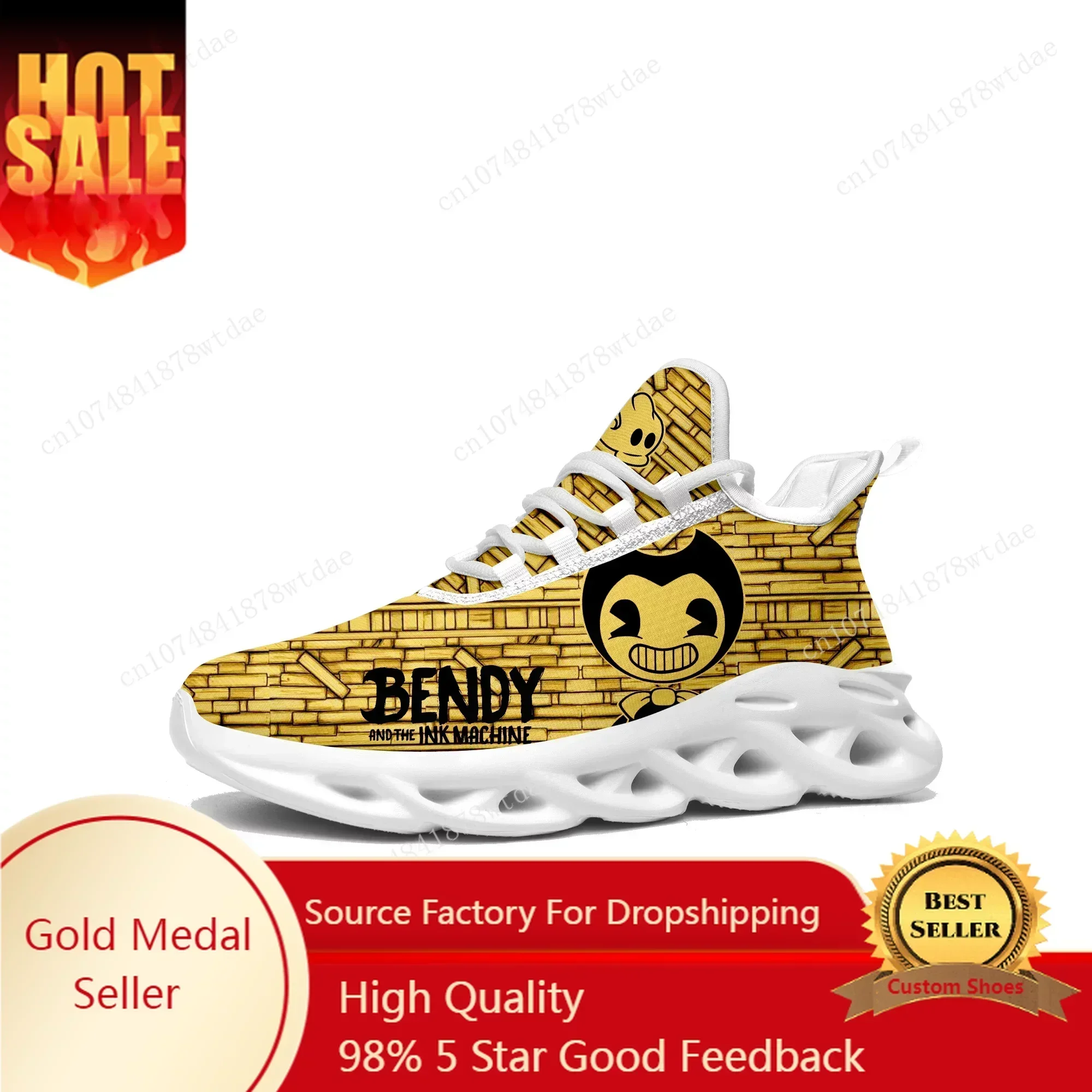 Anime Game I-Ink M-Machines Flats Sneakers Mens Womens Teenager B-Bendy Sports Running Shoes Custom Lace Up Mesh Footwear