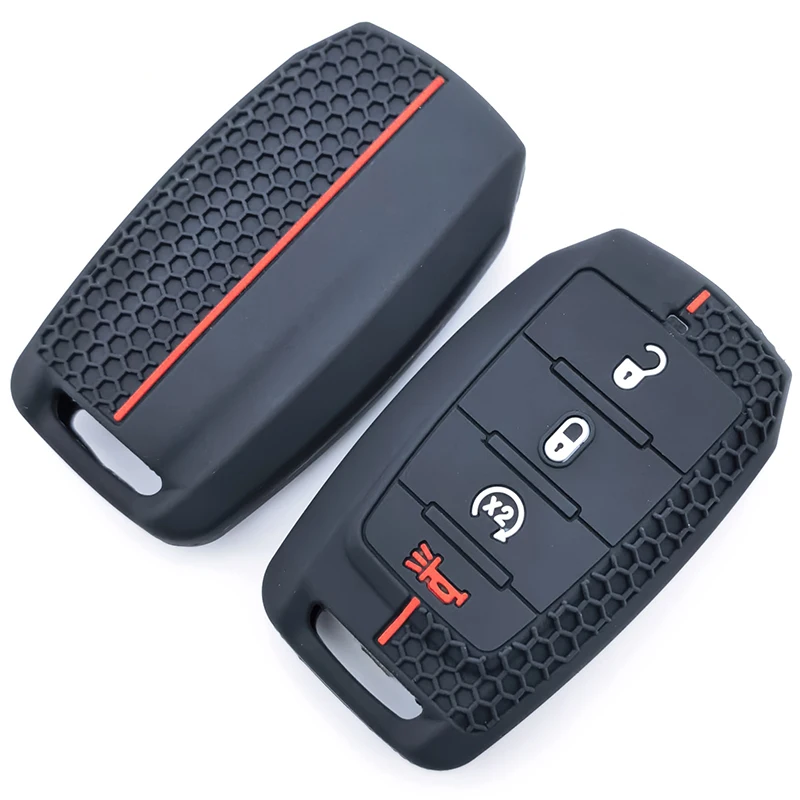Funda de silicona para mando a distancia de coche, carcasa Keychian Fob para Dodge Ram 1500 Pickup TRX Rebel Ram 2500 3500 4500 5500 2019 2020 2021