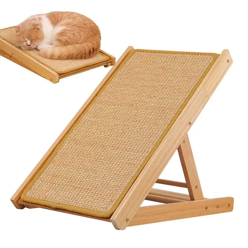 

Cat Scratcher for Indoor Cats Pet Ramp with Three Different Adjustable Height Bed Natural Sisal Cat Scratching Board for Kittens