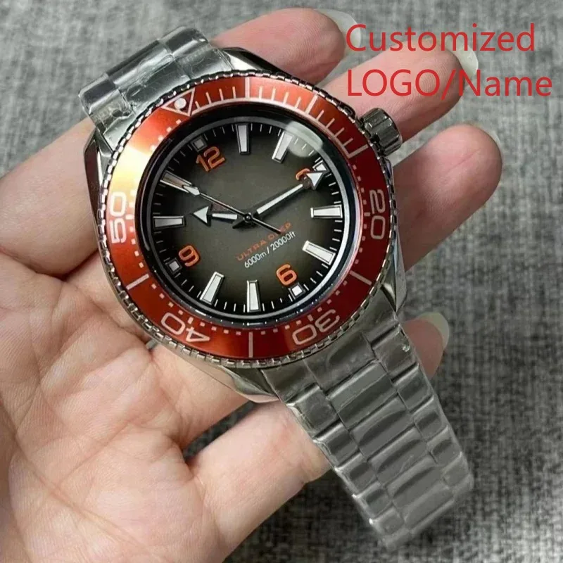 تخصيص الرجال التلقائية الميكانيكية ووتش 904L الفولاذ المقاوم للصدأ أسود أزرق أخضر السيراميك الحافة ارتفع الذهب الياقوت الساعات #5