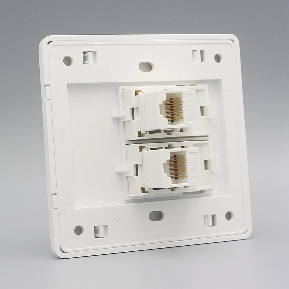 1/2 Port RJ45 Outlet Socket Faceplate CAT6 Gigabit Network Socket 86x86cm Type Network Ethernet LAN Outlet Cat6 Network Panel
