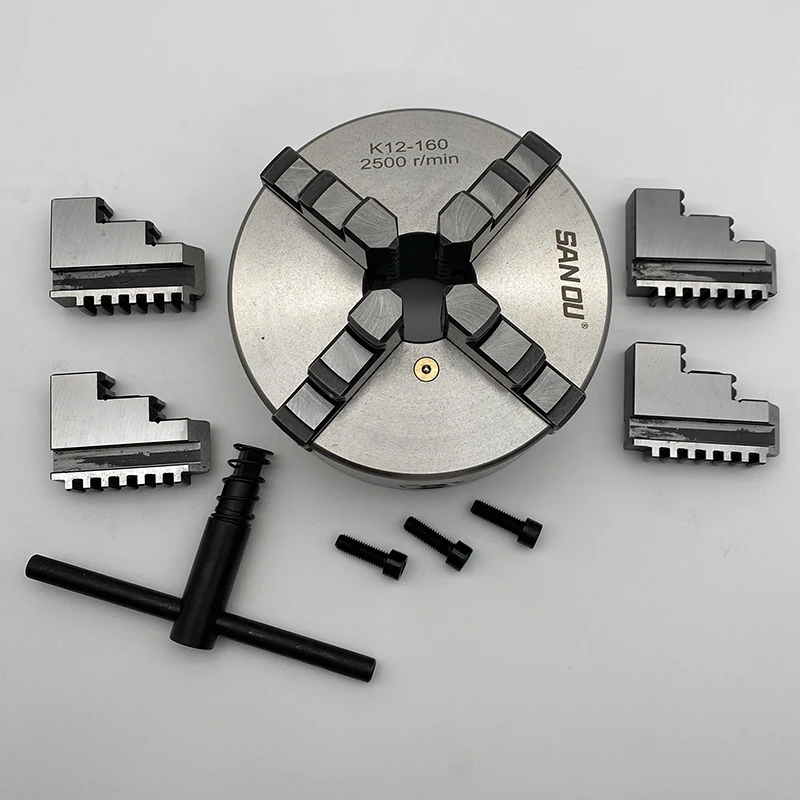 Metal Lathe Chuck 160MM SANOU Brand 4 Jaw Self-Centering Chuck K12-160 Manual Type Scroll Chuck