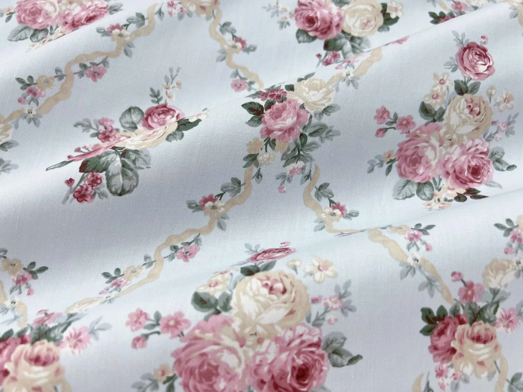 160x50cm Rose Cotton Twill Printed Fabric, Making Bedding Handmade Finish Tablecloth Clothes Cloth