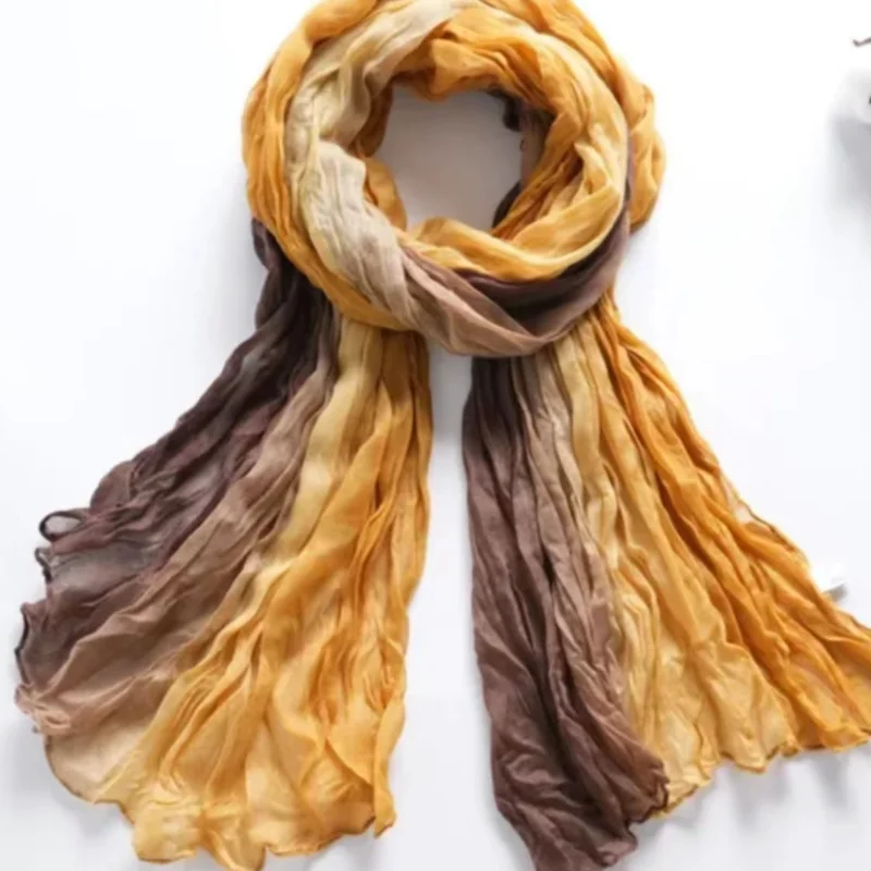 Hot All The Fold Gradient Spring and Autumn Cotton and Linen Scarf Silk Scarf Female Autumn-winter Shawl Korean Version Scarf