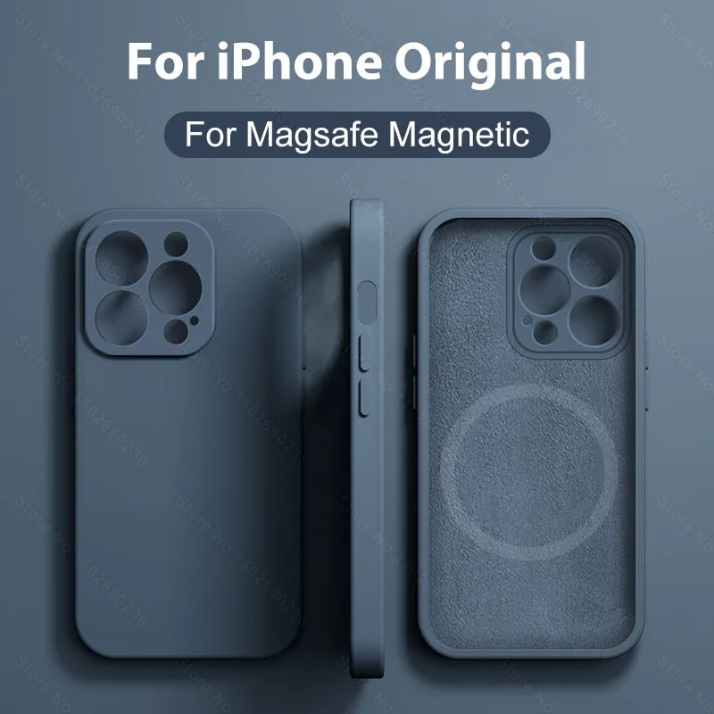 Original Liquid Silicone For Magsafe Magnetic Case For iPhone 15 14 12 11 13 Pro Max 15 Plus Wireless Charging Cover Accessories