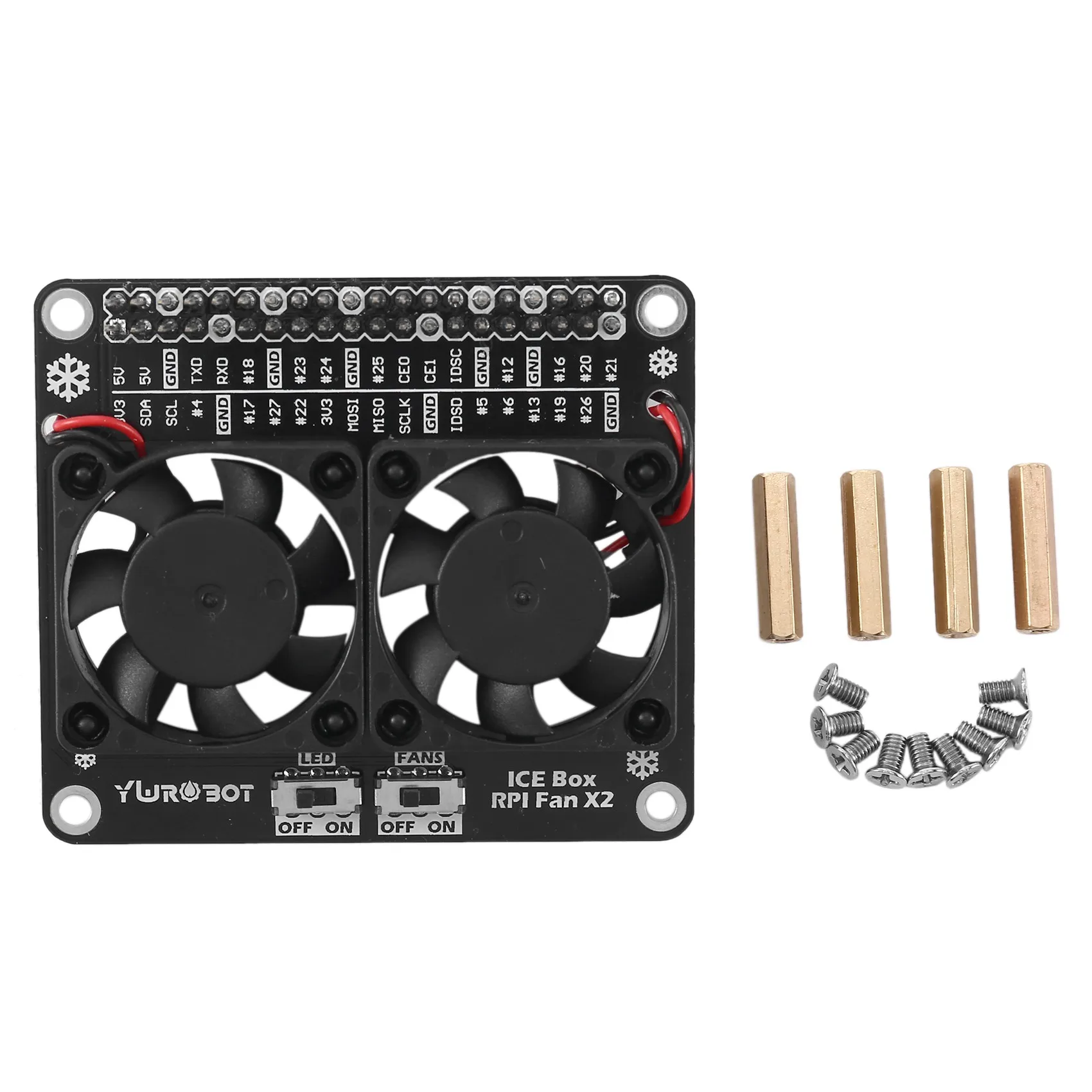 Voor Raspberry Pi 4 Model B Gpio Extenstion Board Koelventilator Met Led Light Dual Fan Module Voor Raspberry Pi 4b/3b +/3b