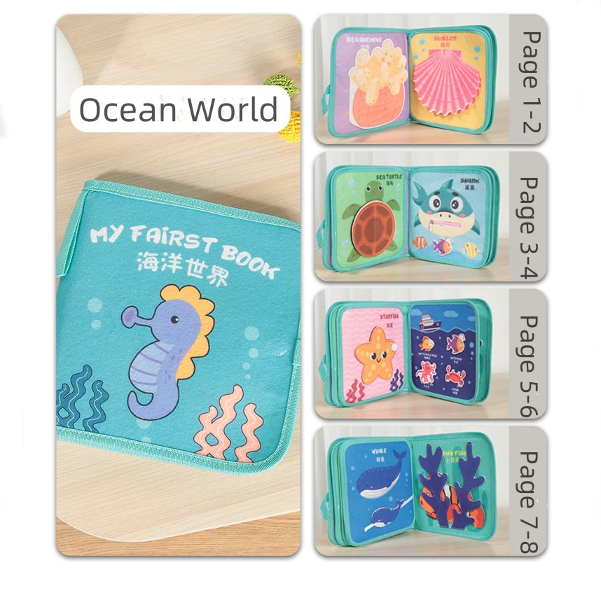 Baby Felt Busy Books libro tranquillo Montessori giocattolo da viaggio educativo sensoriale attività di apprendimento prescolare per 1 2 3 anni