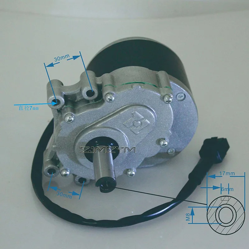 MY1016Z 250W 24V 75Rpm Permanent Magnet Brushed DC Motor, 44mm Shaft, 17Mm Shaft Diameter , Used for Wheel Chair
