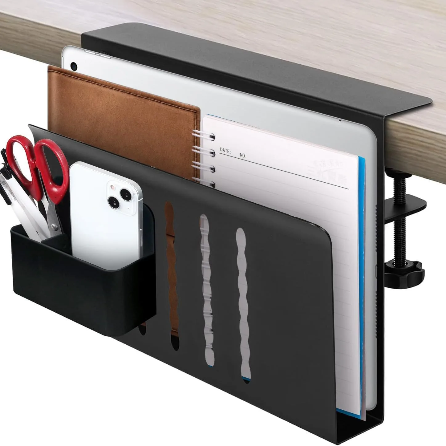 Under Desk Laptop Holder Desk Clamp on Side Desk Organizer with Anti-Scratch Pad Pen Holder No Drill  Hanging File Holder