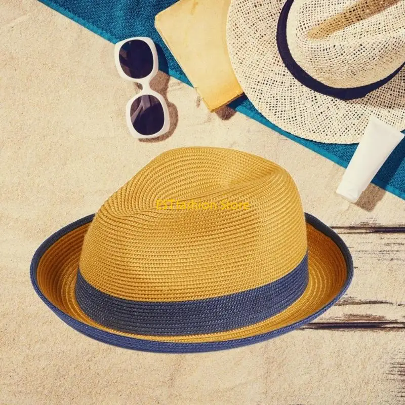 Y5GC Waterside Travel Hat Portable Handmade Hat Unisex Adjustable Hat Hair Decor