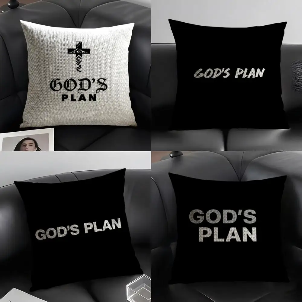

Gods Plan Pillow Case Natural Linen Organic Fabric Double-Sided Printing Breathable Perfect Gift for Decor