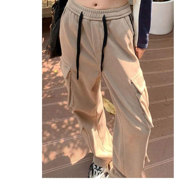 

Women's Black Casual Drawstring Sweatpants Fashion Stripe High Waist Wide Leg Pants Vintage Baggy Straight Trouser Ladies Summer