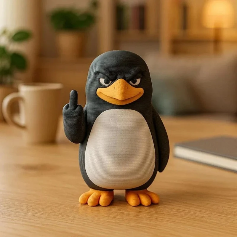Funny Penguin Home Ornament – Hilarious Cartoon Desktop Decor for Office Workstation Display